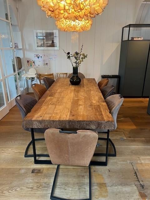 Eetkamertafel, eethoek, teak eettafel, stamtafel, Huis en Inrichting, Tafels | Eettafels, Gebruikt, 50 tot 100 cm, 200 cm of meer