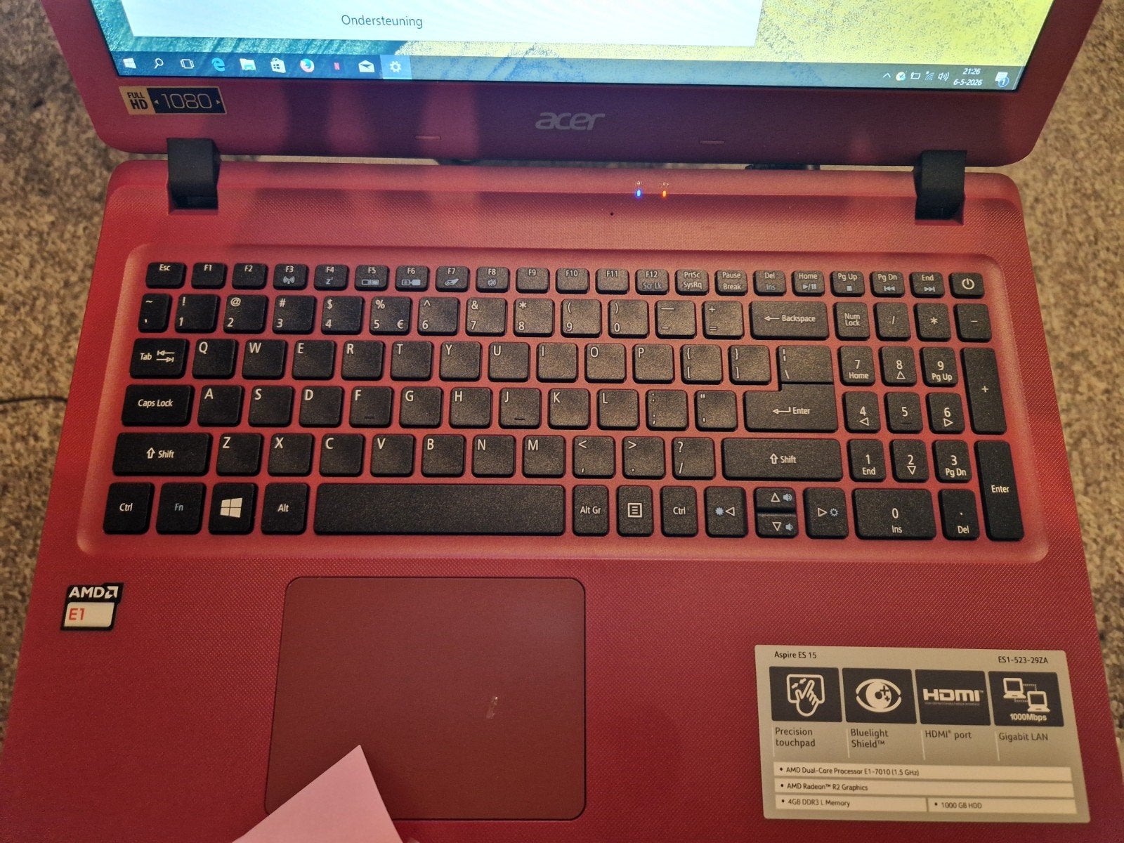 Acer Aspire ES 15 (ES1-523-29ZA) - Ideaal voor basisgebruik, Computers en Software, Gebruikt, Minder dan 2 Ghz, 1000 GB, Ophalen of Verzenden