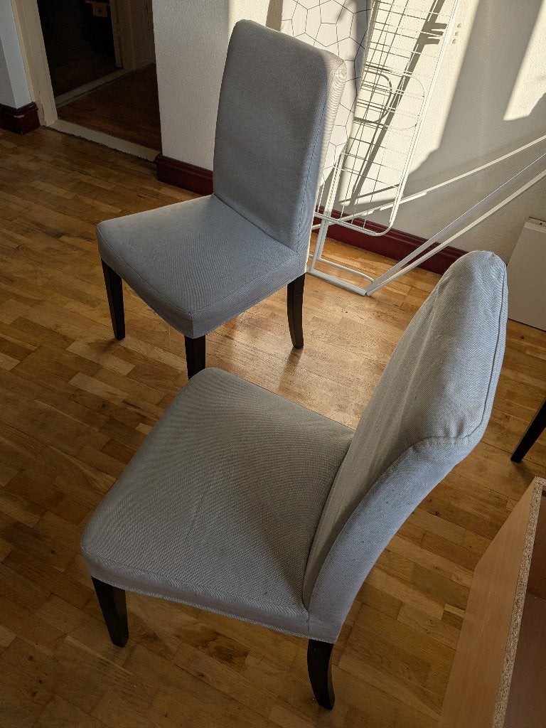 GRATIS: Vier eetkamer stoelen (Ikea), Ophalen, Gebruikt, Vier, Stof