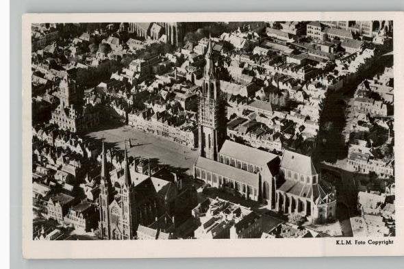 Delft  Nieuwe Kerk KLM luchtfoto, Verzenden, 1940 tot 1960, Ongelopen, Zuid-Holland