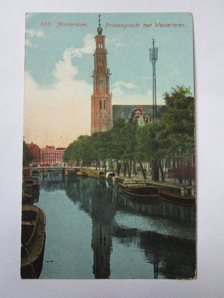 Ansichtkaart Amsterdam - Prinsengracht met Westertoren, Verzenden, Voor 1920, Ongelopen, Noord-Holland