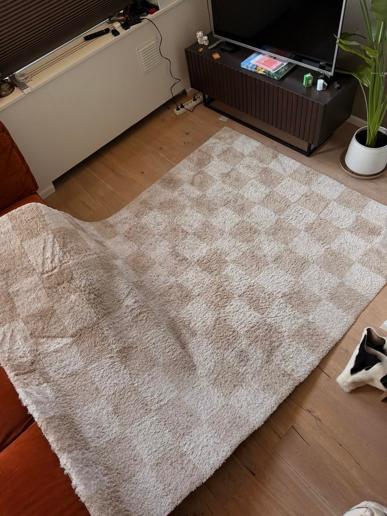 Wehkamp Home Vloerkleed Toba Crème-Beige Geblokt, Ophalen, 150 tot 200 cm, 200 cm of meer, Zo goed als nieuw