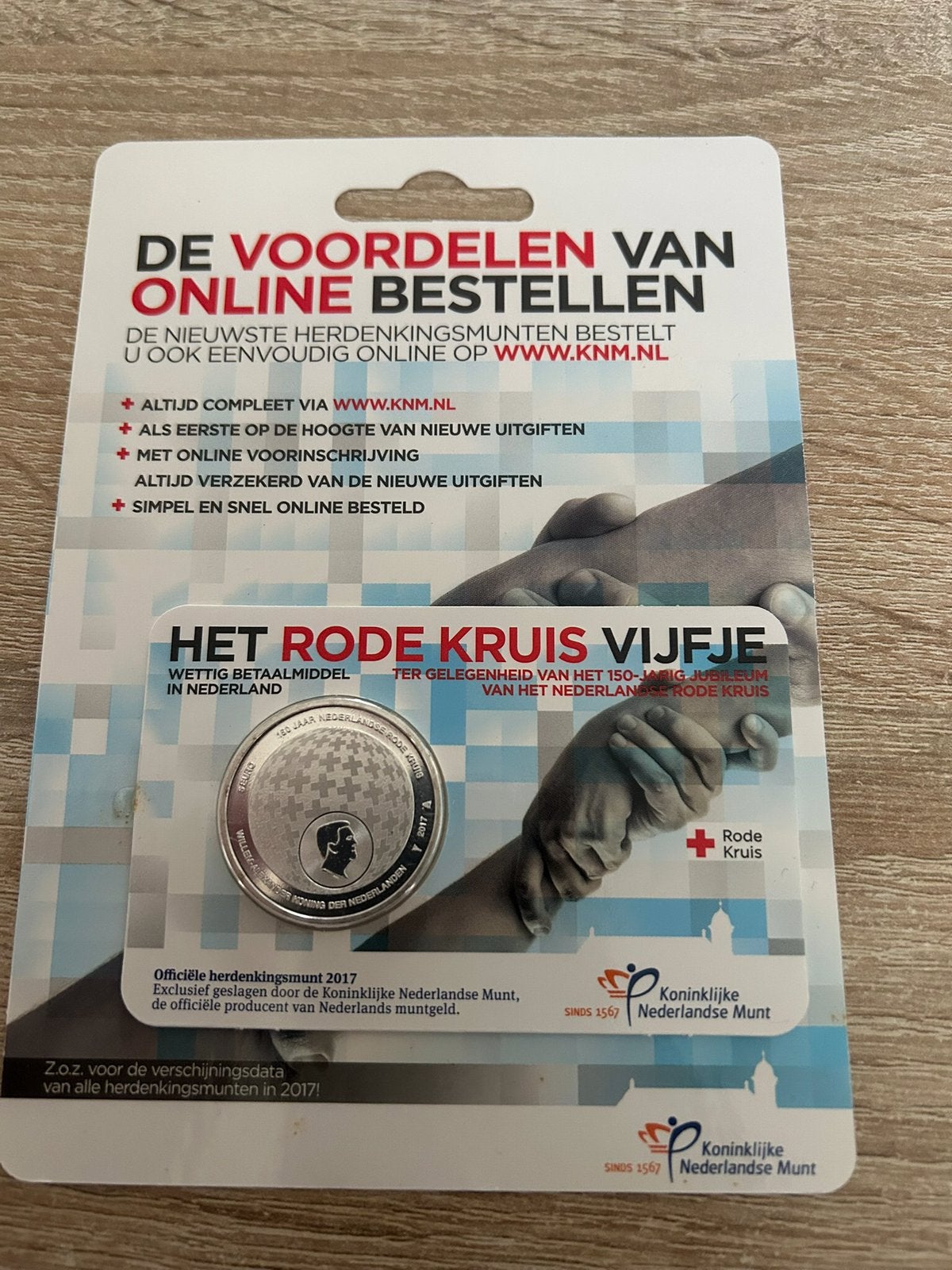 Coincard XL het Rode Kruis vijfje, Ophalen of Verzenden, Zilver