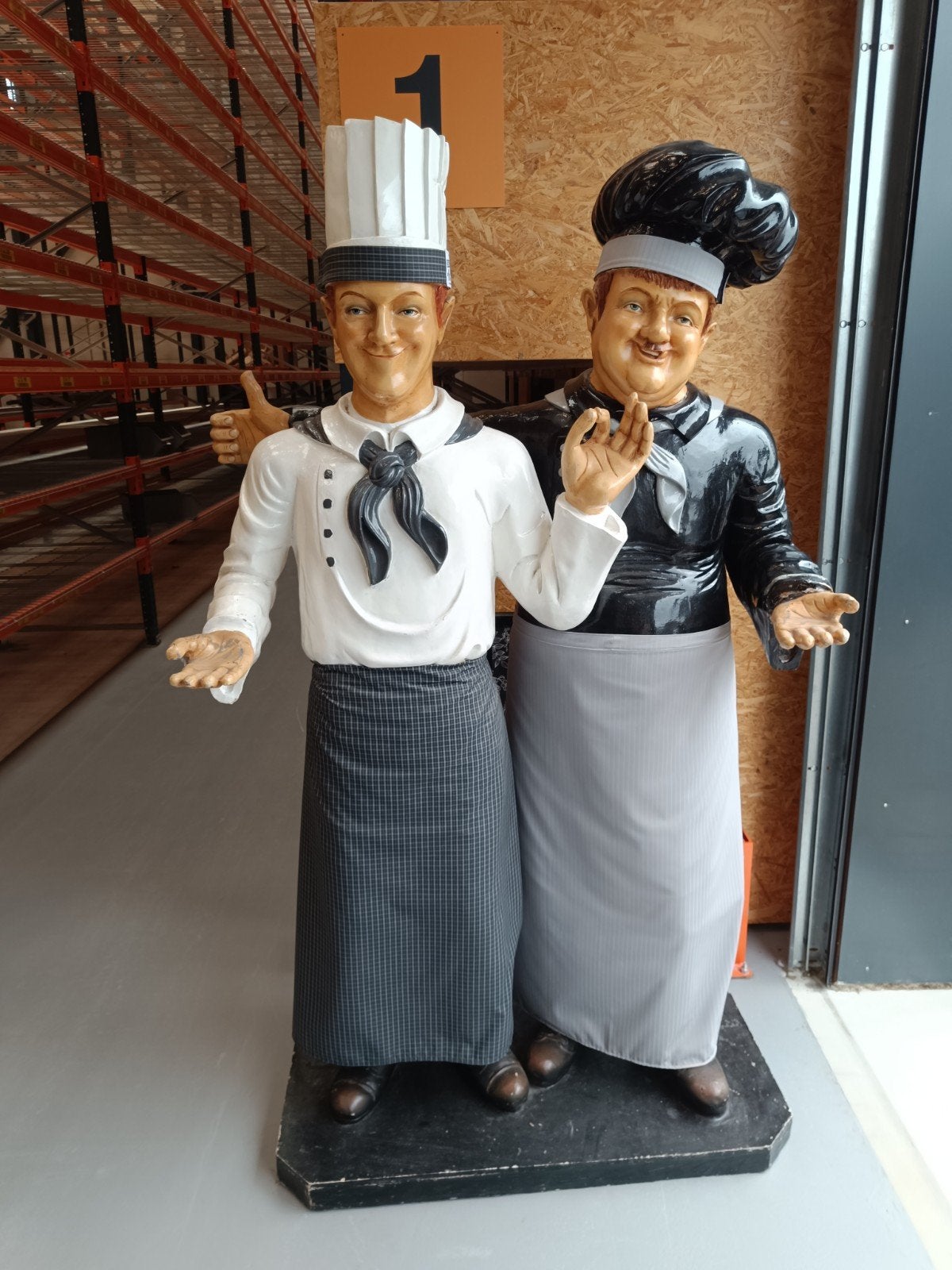 Decoratie beeld 'De Dikke en de Dunne' als koks, Ophalen, Gebruikt