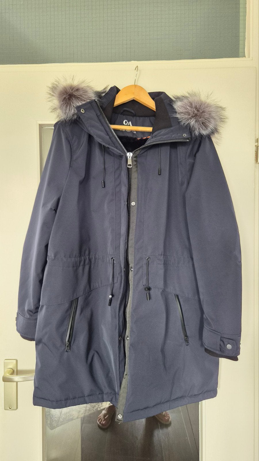 Nieuwe donkerblauwe waterdichte parka van C&A maat 46, Blauw, Maat 46/48 (XL) of groter, Nieuw, Ophalen of Verzenden