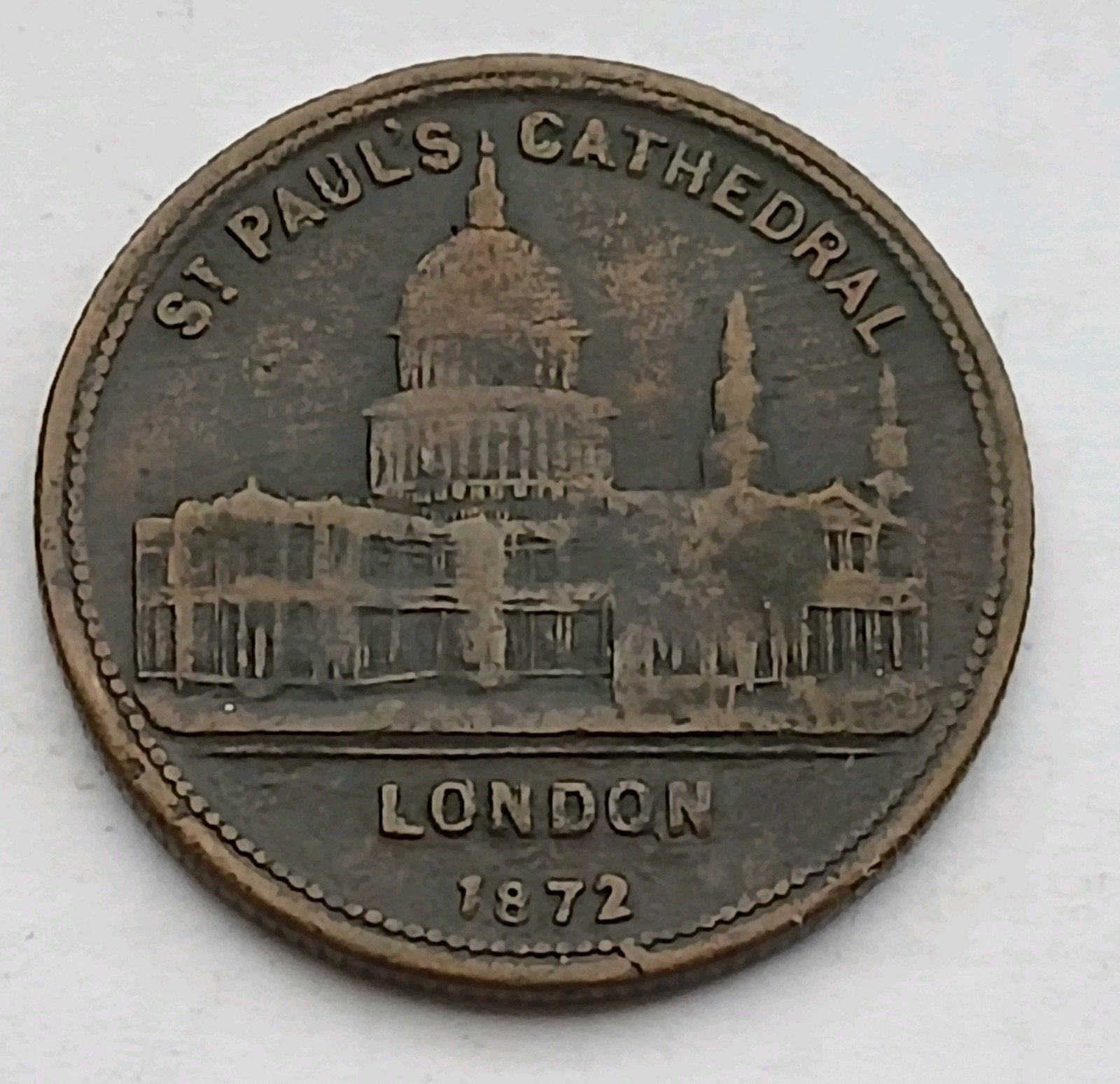 London 1872 St. Paul's Cathedral Antieke Munt Prins Wales, Ophalen of Verzenden, Overige materialen