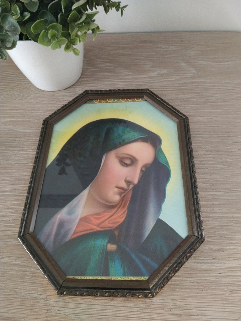 vintage metalen kader met prent achter glas, Huis en Inrichting, Woonaccessoires | Wanddecoraties, Ophalen of Verzenden, Zo goed als nieuw