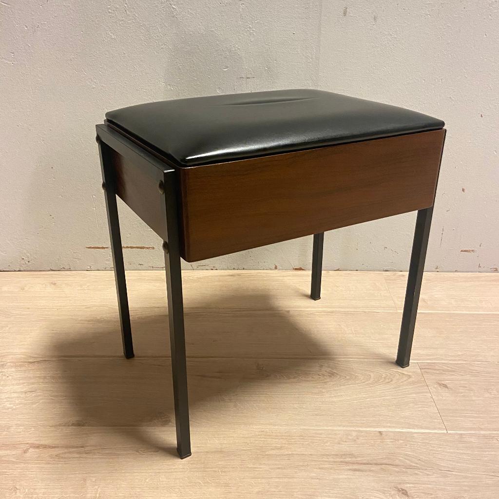 Aristo kruk pianokruk teak skai en metaal jaren 60 70, Huis en Inrichting, Skai, Ophalen of Verzenden, Pianokruk, Hout