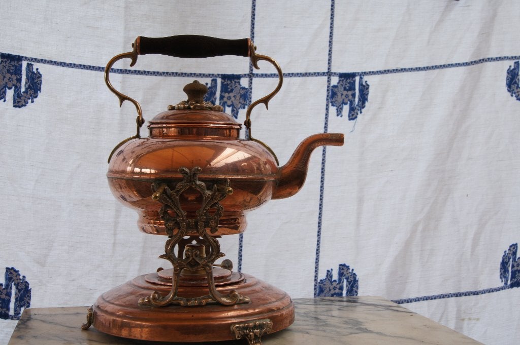 Theeketel met spiritus brander, Ophalen of Verzenden, Koper