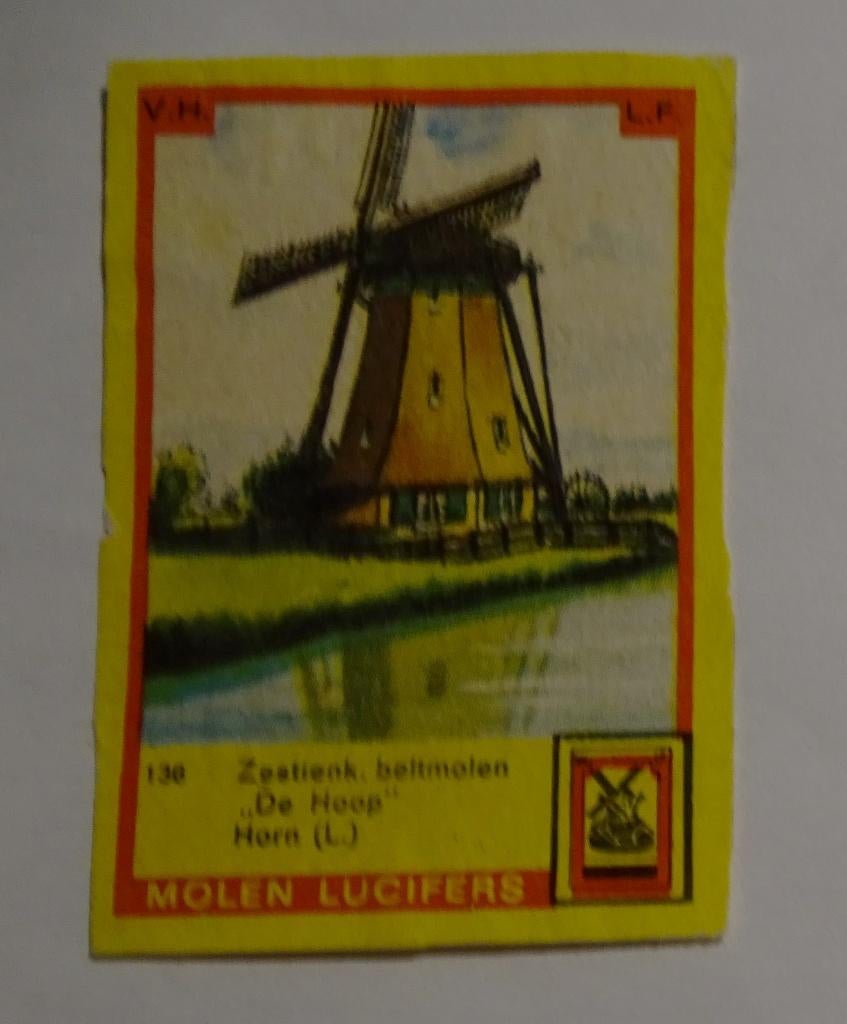 ZESTIENK. BELTMOLEN    DE HOOP    HORN   L, Verzenden, Zo goed als nieuw, Luciferdoosjes of -merken