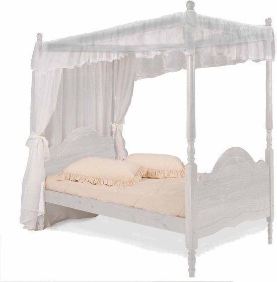 Hemelbed 90x200 cm - Wit/Crème, Ophalen, Gebruikt, 90 cm, Eenpersoons