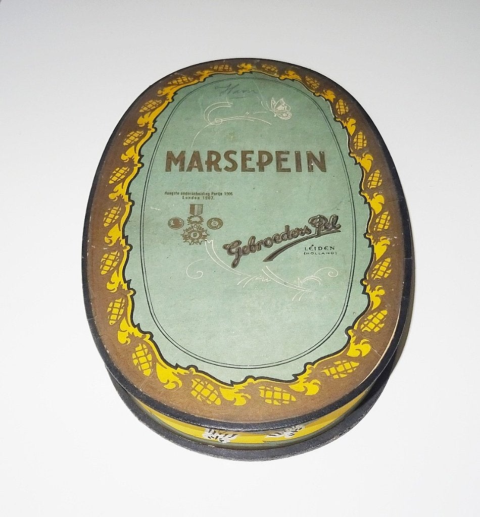 Gebroeders Pel Leiden doos voor marsepein, Verzamelen, Ophalen of Verzenden, Zo goed als nieuw