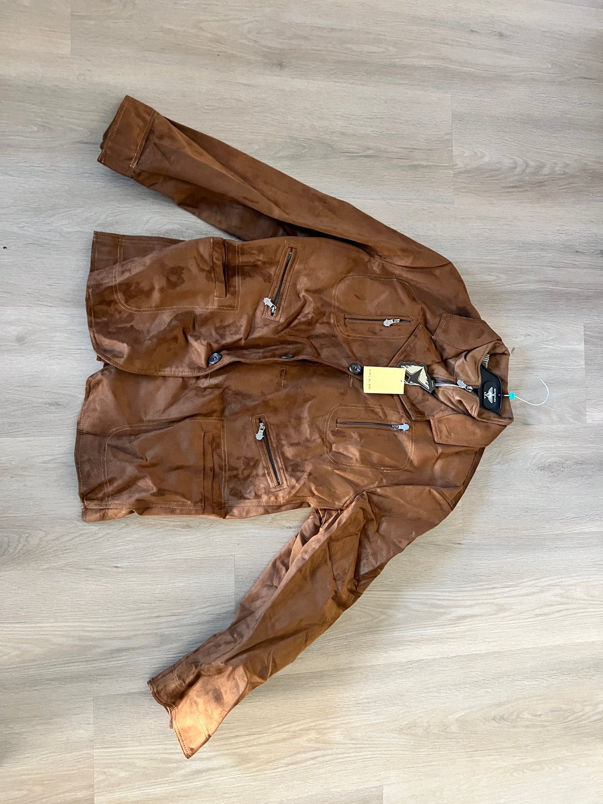 Nieuwe cognac leren herenjas | lang model | bieden vanaf 50, Verzenden, Nieuw, Overige maten, Bruin