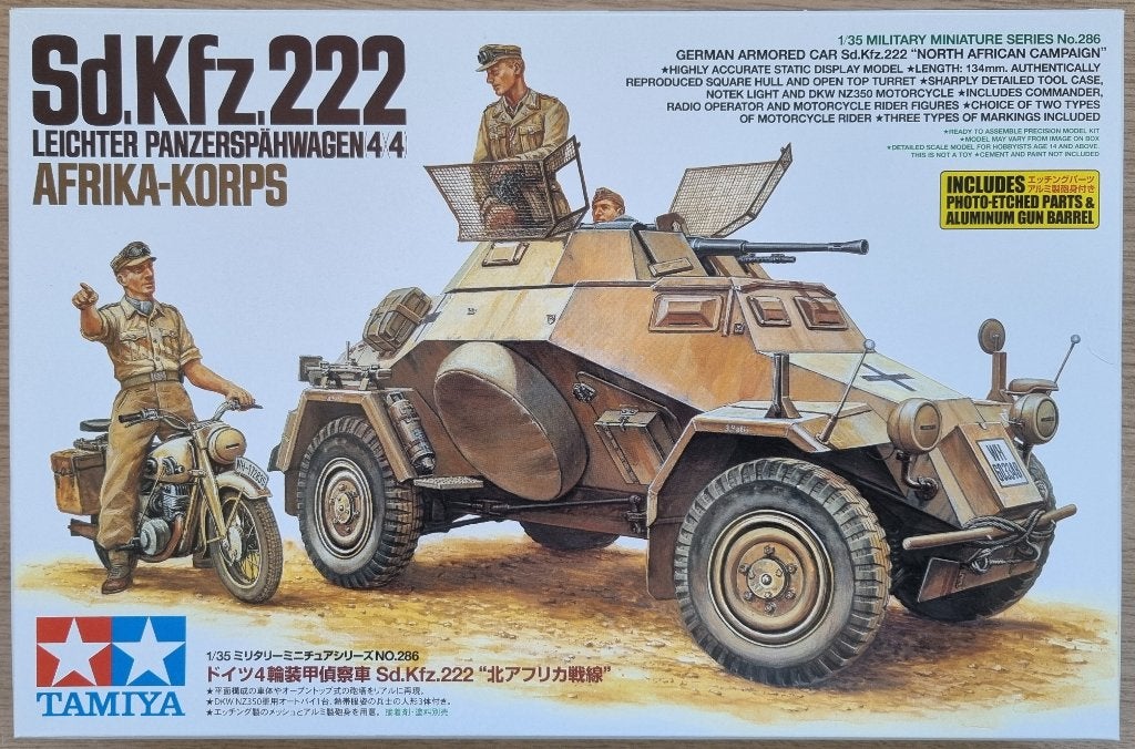 Tamiya #35286 1:35 WWII German Sd.Kfz.222 Panzerspähwagen, 1:32 tot 1:50, Overige typen, Nieuw, Ophalen of Verzenden