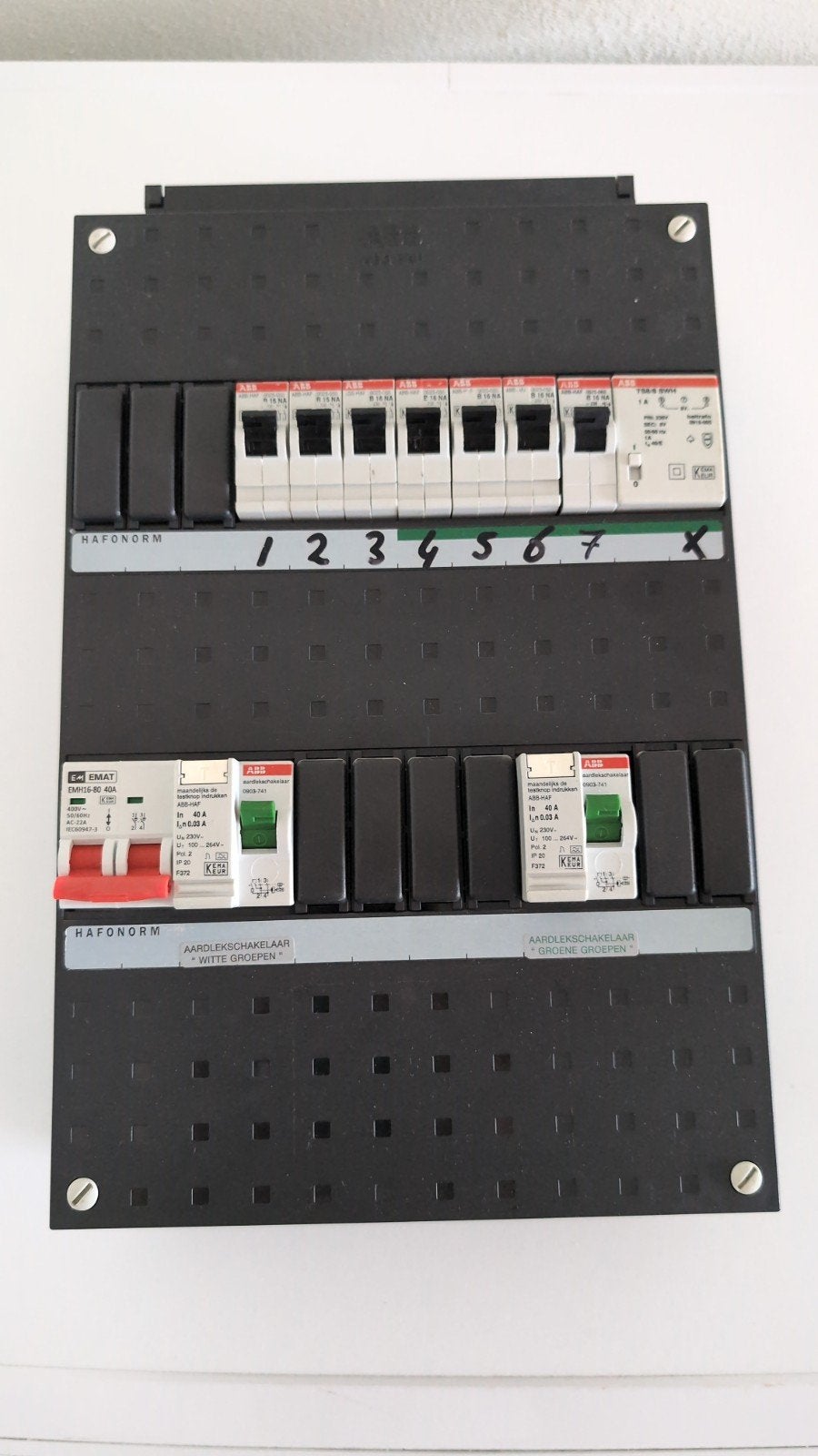 HAFONORM Groepenkast met ABB en EMAT Aardlekschakelaars, Doe-het-zelf en Verbouw, Elektra en Kabels, Ophalen of Verzenden