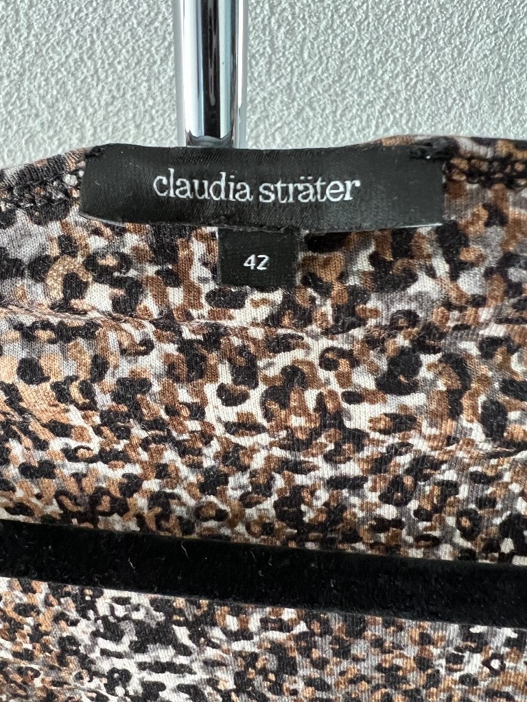Claudia Sträter top shirt 42 animal print camel grijs zwart, Kleding | Dames, Maat 42/44 (L), Zo goed als nieuw, Lange mouw, Claudia Sträter