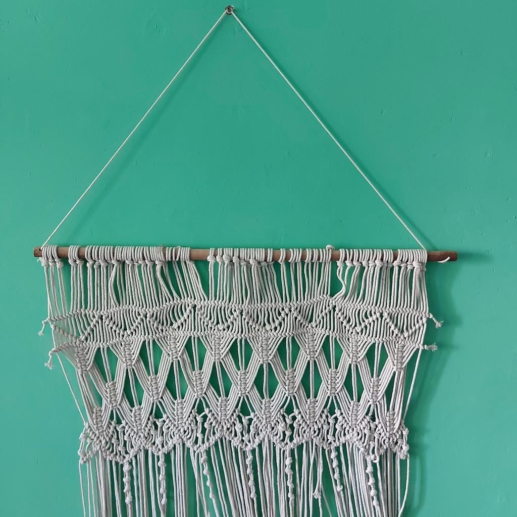 Grote macramé decoratief, Beige, Textiel, Ophalen of Verzenden, Zo goed als nieuw