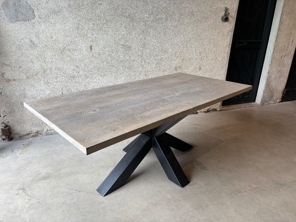 Exclusieve Shou Sugi Ban Eiken Tafel – Showroommodel!, Ophalen, Gebruikt, 100 tot 150 cm, Eikenhout