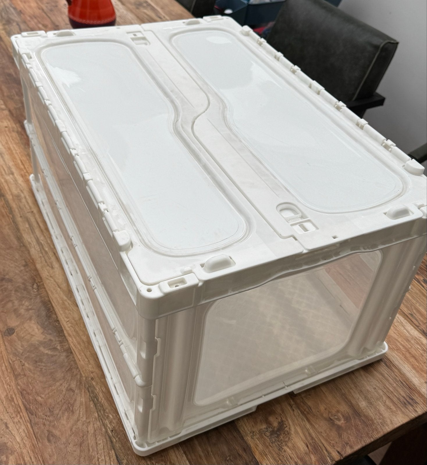 Opvouwbare Klapkrat met Openslaande Deksel - Wit Kunststof, Ophalen, Minder dan 50 cm, Zo goed als nieuw, 5 – 50