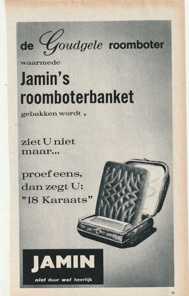 Retro reclame 1966 Jamin goudgele roomboter koekjes zuivel, Verzamelen, Verzenden, Overige typen