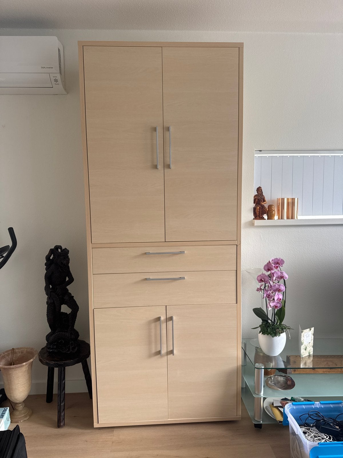 Hoge kast met lades en deuren - Licht hout, Ophalen, Gebruikt, 200 cm of meer, 50 tot 100 cm