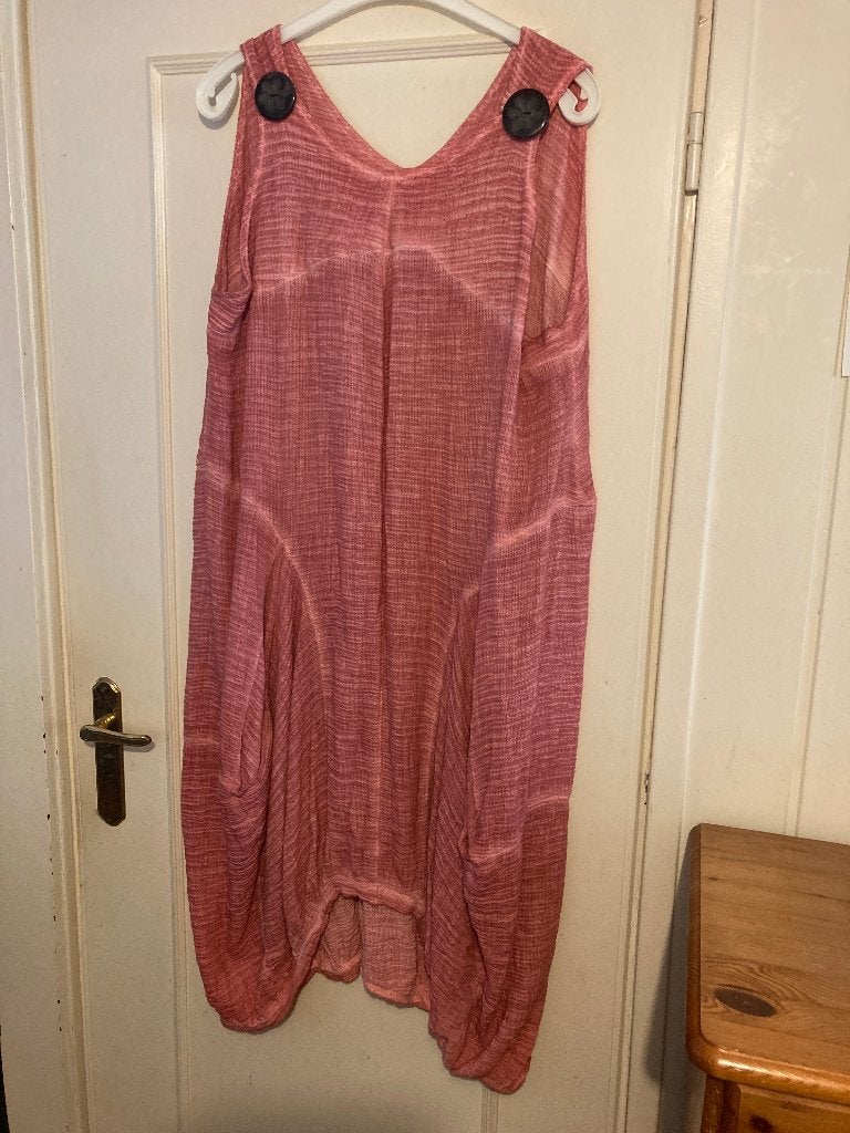 Unieke katoenen oud roze lange jurk van Kekoo, maat XL, Verzenden, Jurk, Zo goed als nieuw, Kekoo