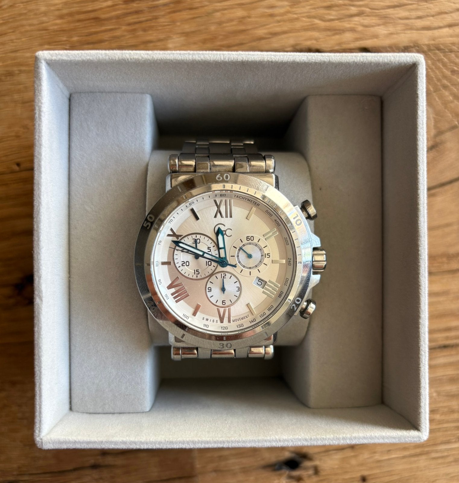 GC Sport Chic horloge zilverkleur heren keurige staat, Ophalen of Verzenden, Zo goed als nieuw, Staal, Overige merken