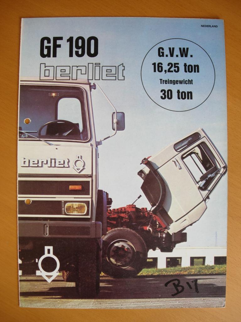Berliet GF190 Brochure 1976 - GF 190 Truck, Berliet, Ophalen of Verzenden, Zo goed als nieuw, Overige merken