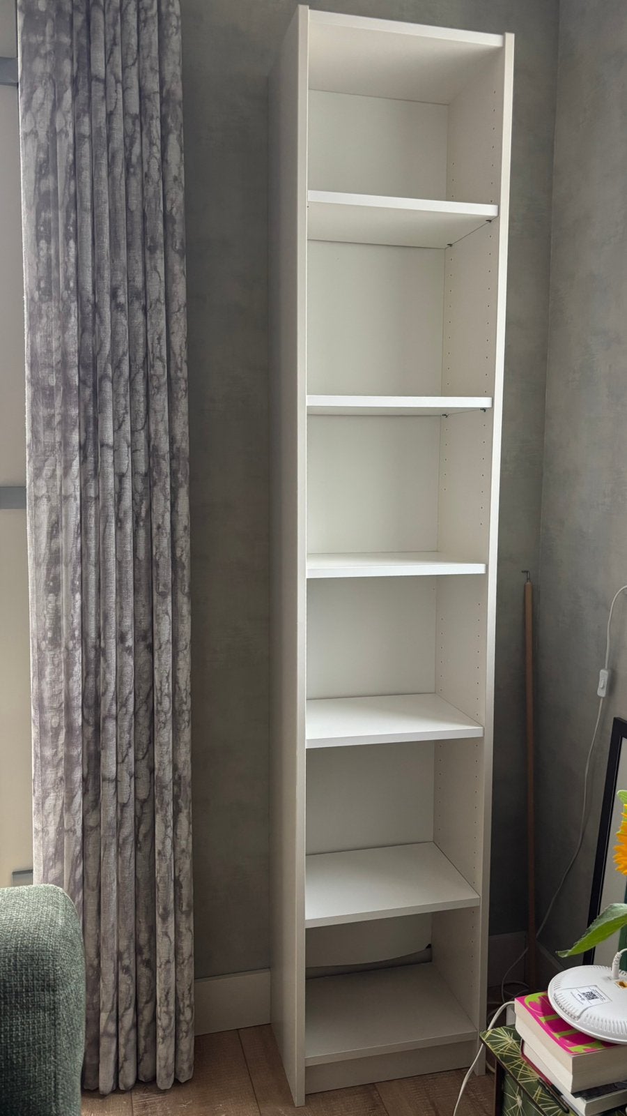 Witte Ikea Boekenkast (Billy) met verstelbare Planken, Met plank(en), Minder dan 50 cm, Gebruikt, 200 cm of meer