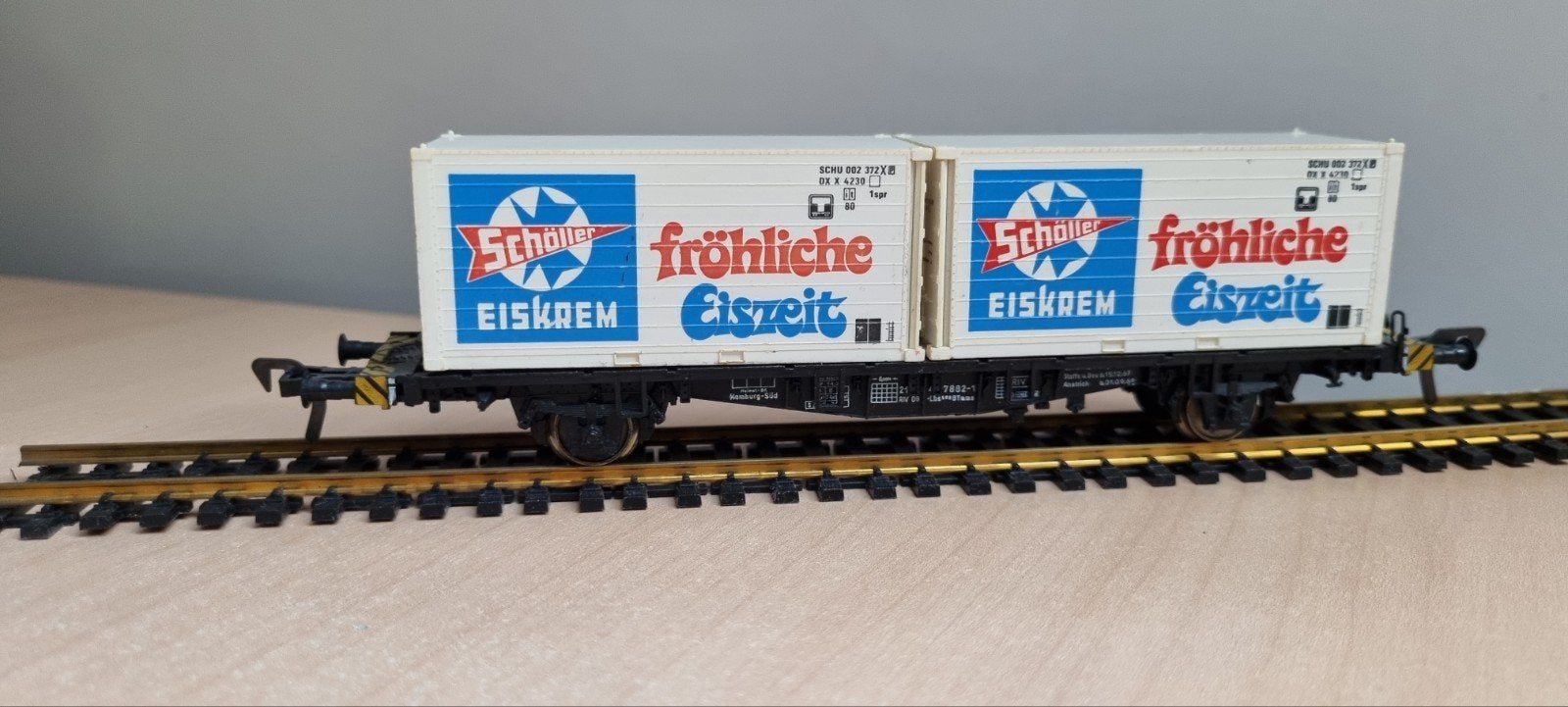 Fleischmann container wagon Scholler Eiskrem wagon DB, Gebruikt, Gelijkstroom, Fleischmann, Wagon
