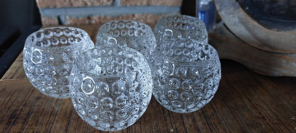 5 glazen theelichthouders / 5 glazen decoratiepotjes, Ophalen of Verzenden, Nieuw, Glas, Kandelaar