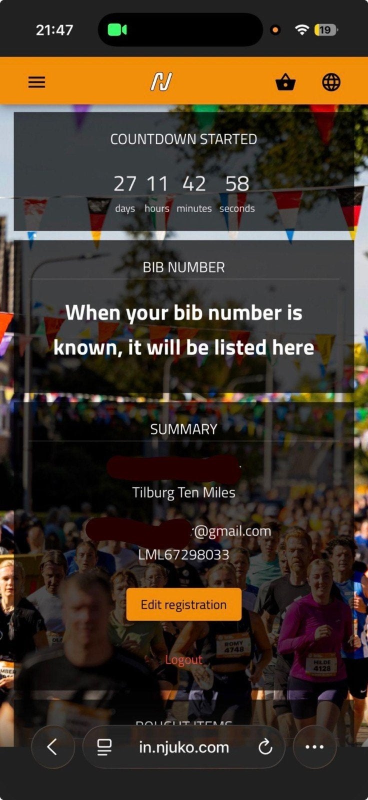 Tilburg Ten Miles standaard ticket, Eén persoon