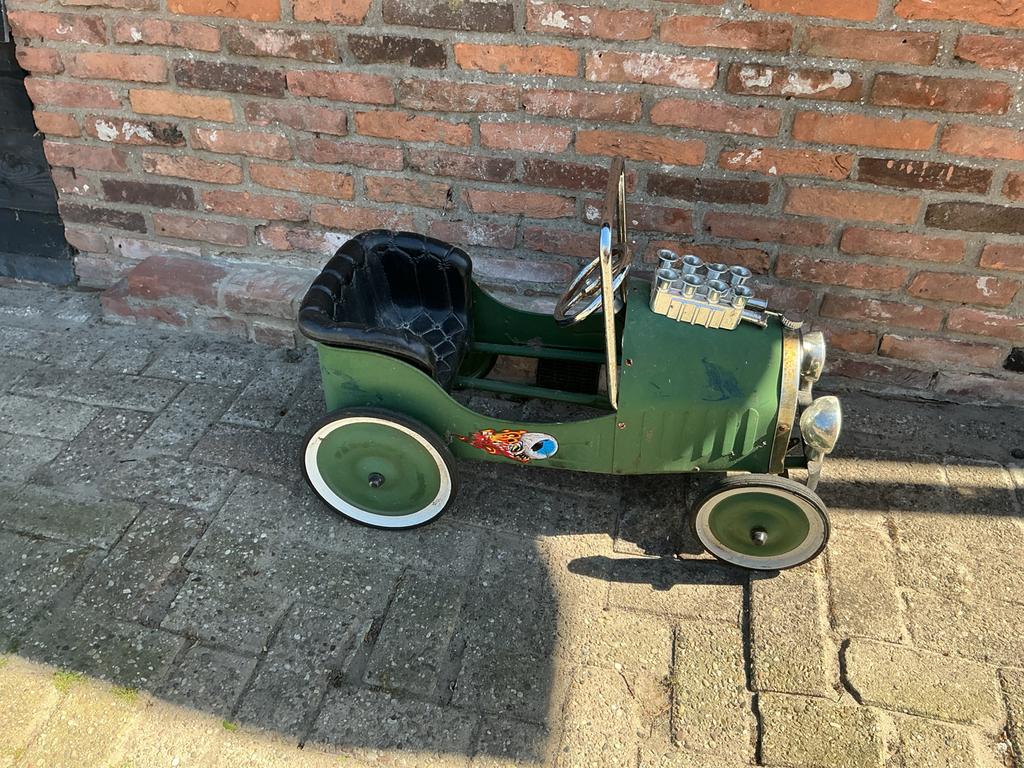 Vintage Groene Trapauto met Vlammen, Ophalen of Verzenden, Gebruikt