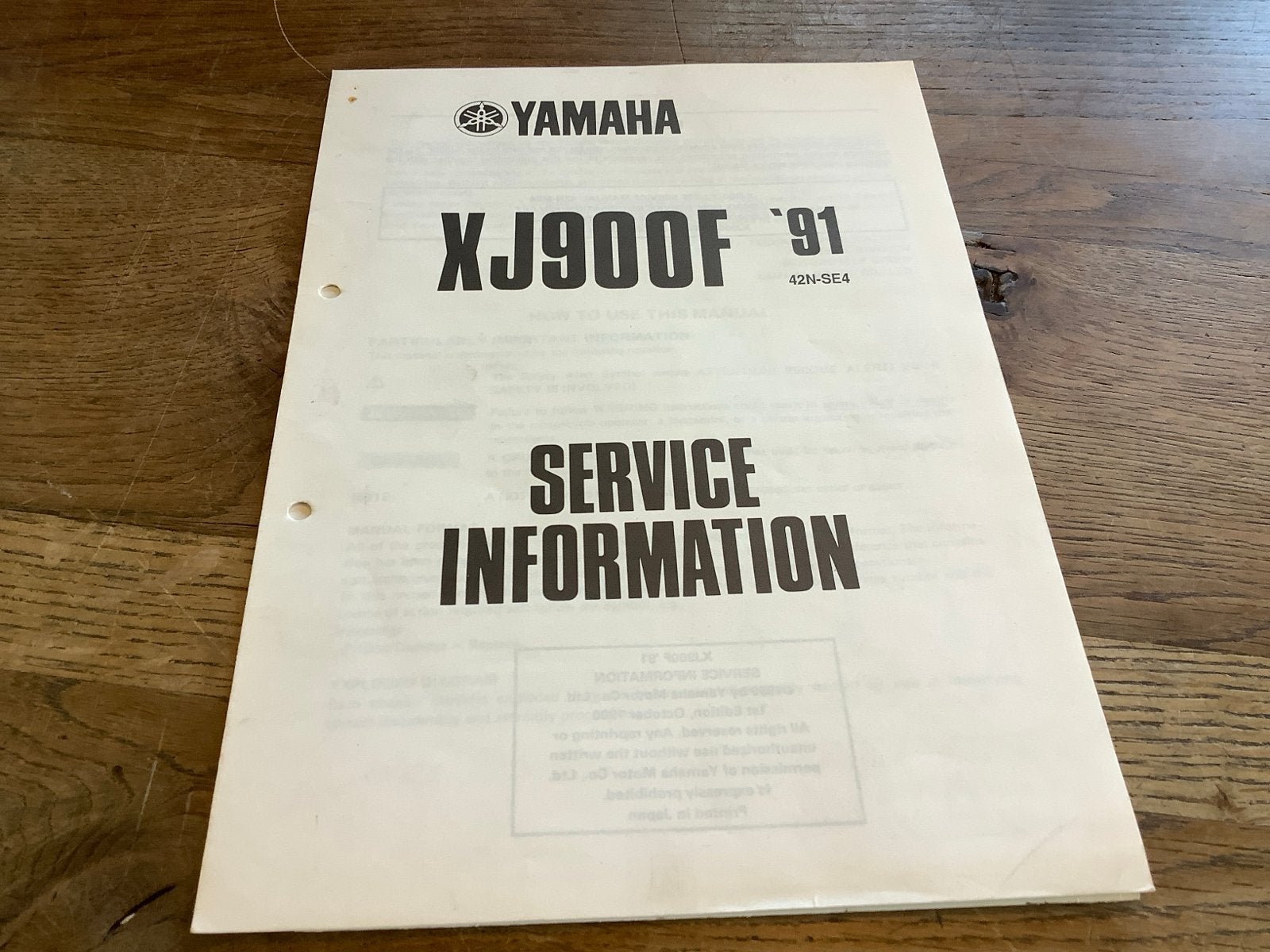 Yamaha XJ900F '91 Service Informatie Handleiding.  (40), Verzenden, Yamaha