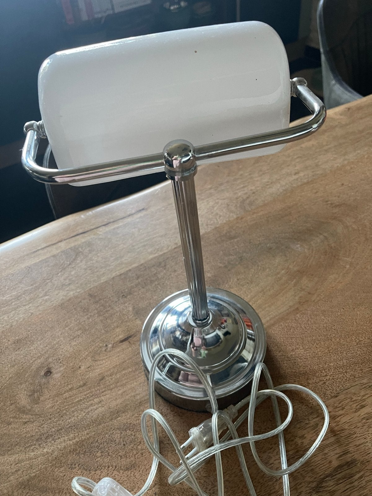 Notaris Tafellamp met Melkglas Kap, Overige merken, E14 (klein), Ophalen of Verzenden, Zo goed als nieuw