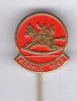 Kermis 1965 draaimolen rood op koper speldje ( W_534a), Verzamelen, Ophalen of Verzenden, Zo goed als nieuw, Merk, Speldje of Pin