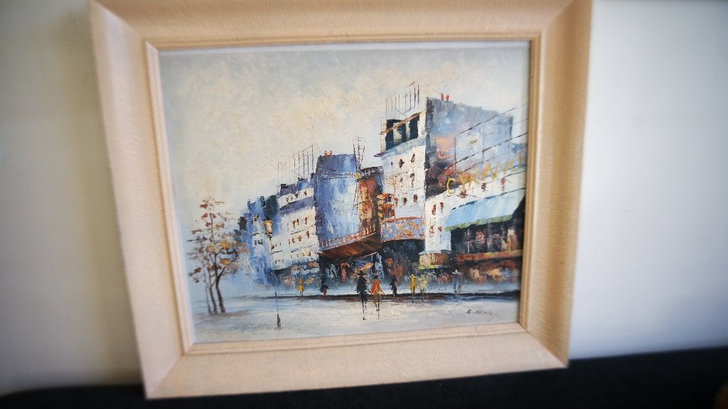Schilderij / Boulevard de Clichy met Moulin Rouge / Parijs, Ophalen of Verzenden, Gebruikt, Schilderij