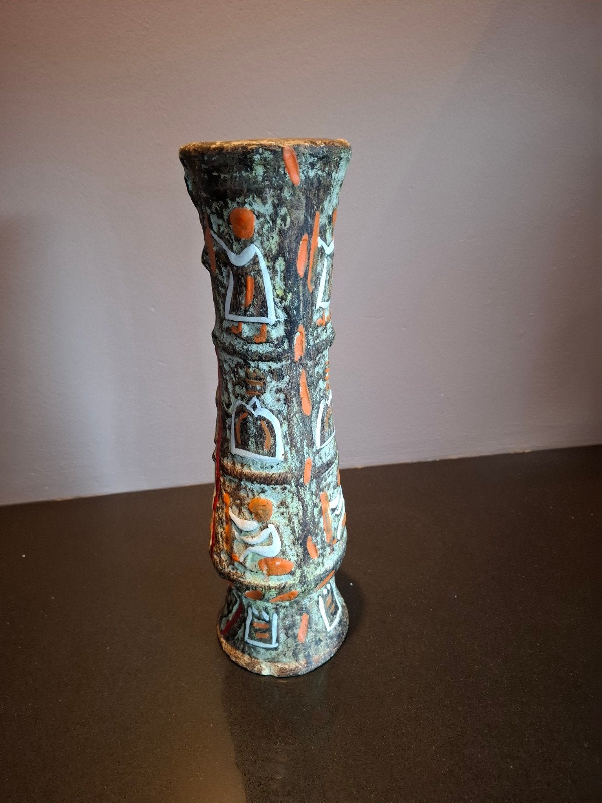 Vintage keramische vaas met opvallende motieven, Ophalen