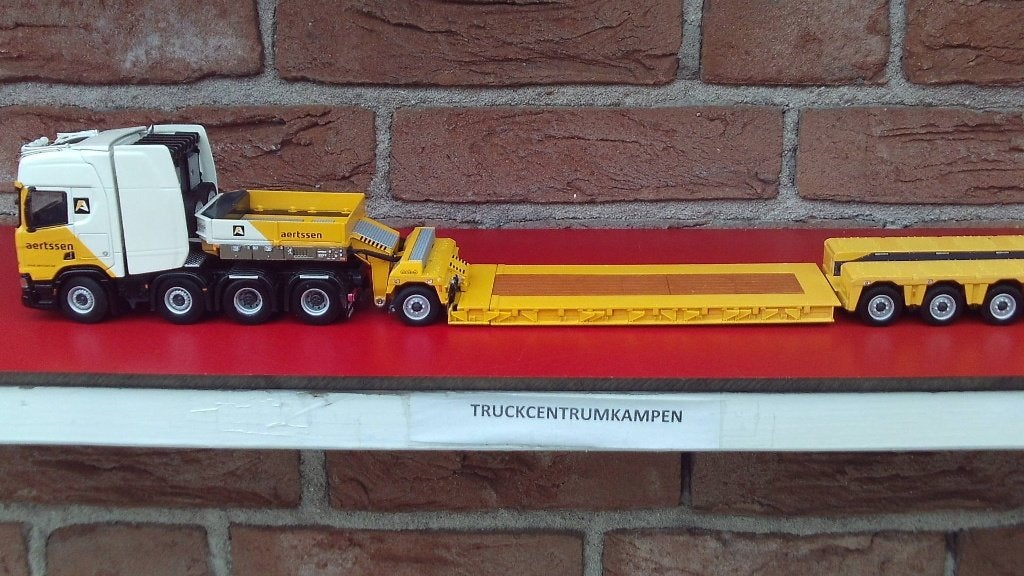 WSI  Scania  R  Highline  + Lowloader  van  Aertssen., Hobby en Vrije tijd, Modelauto's | 1:50, Ophalen of Verzenden, Nieuw, Bus of Vrachtwagen