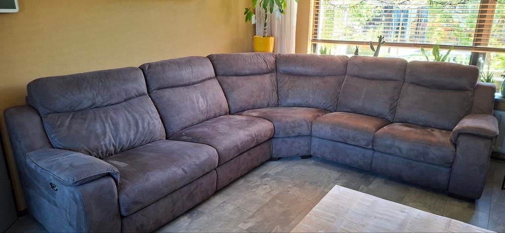 Comfortabele hoekbank met relaxfunctie - Grijs, Ophalen, Zo goed als nieuw, Stof, Modern, Comfortabel