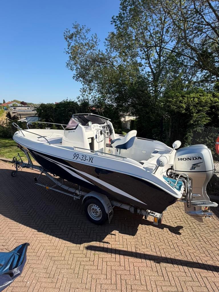 Prins 550 open honda 75pk nieuwstaat heel veel opties!, Watersport en Boten, Ophalen, Zo goed als nieuw, Elektrische start