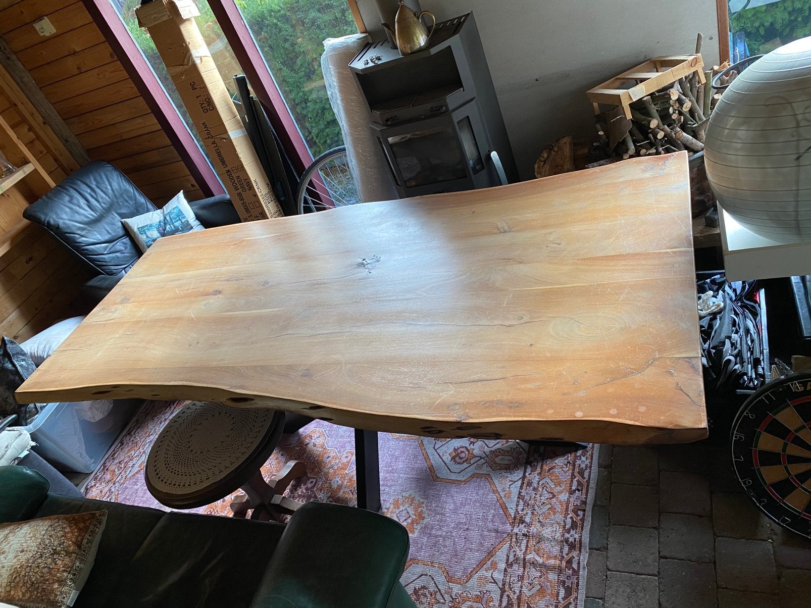 Massieve Boomstamtafel, Huis en Inrichting, Ophalen, Gebruikt, 200 cm of meer, 50 tot 100 cm
