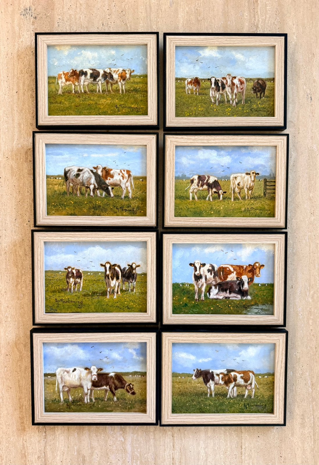 A.J. Temming koeien landschap polder boeren schilderij, Ophalen of Verzenden