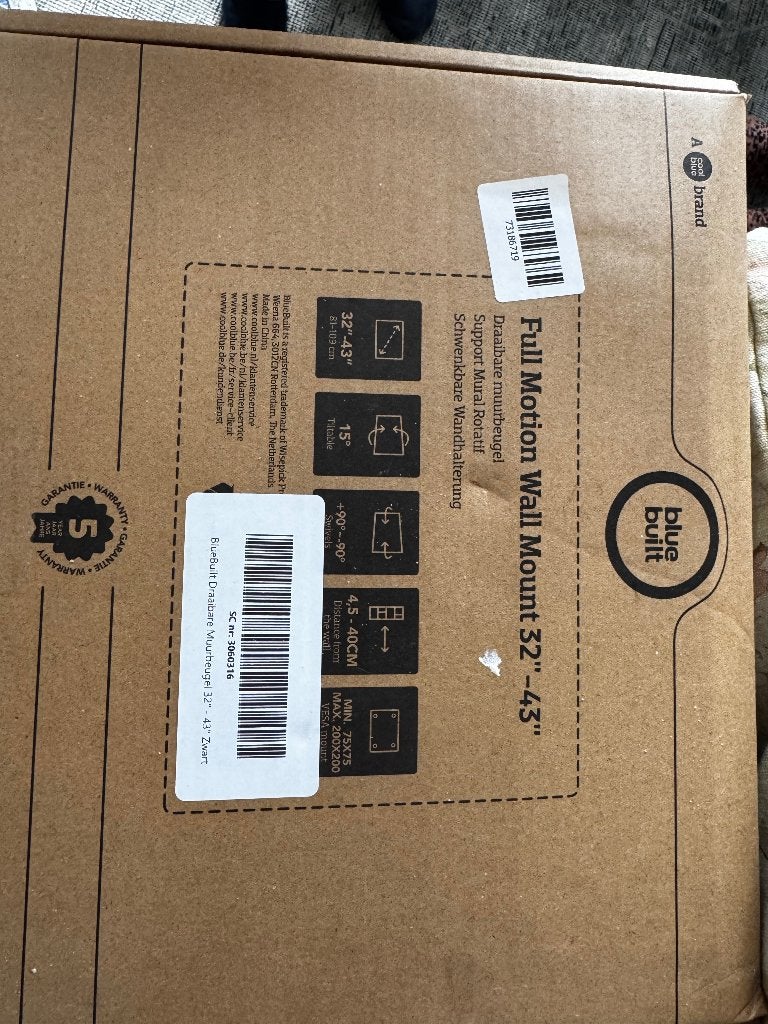 Draaibare Muurbeugel TV 32"-43" - Nieuw in doos, Audio, Tv en Foto, Ophalen, Nieuw