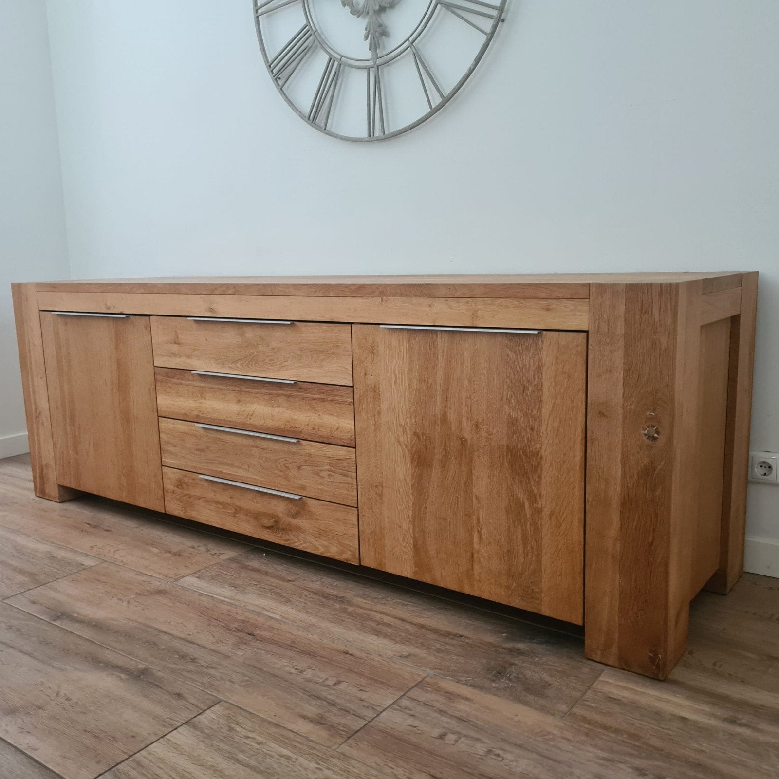 Dressoir massief licht eiken, Ophalen, Gebruikt, 50 tot 75 cm, 200 cm of meer