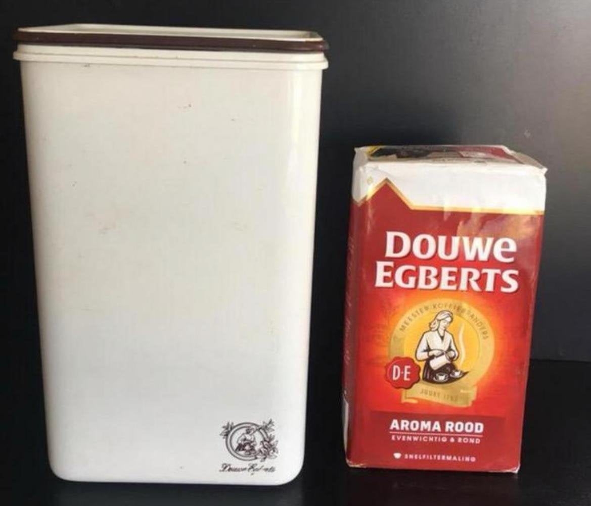 Vintage Douwe Egberts Voorraadpot Koffiebus, Huis en Inrichting, Kunststof, Ophalen of Verzenden, Zo goed als nieuw, Voorraadpot