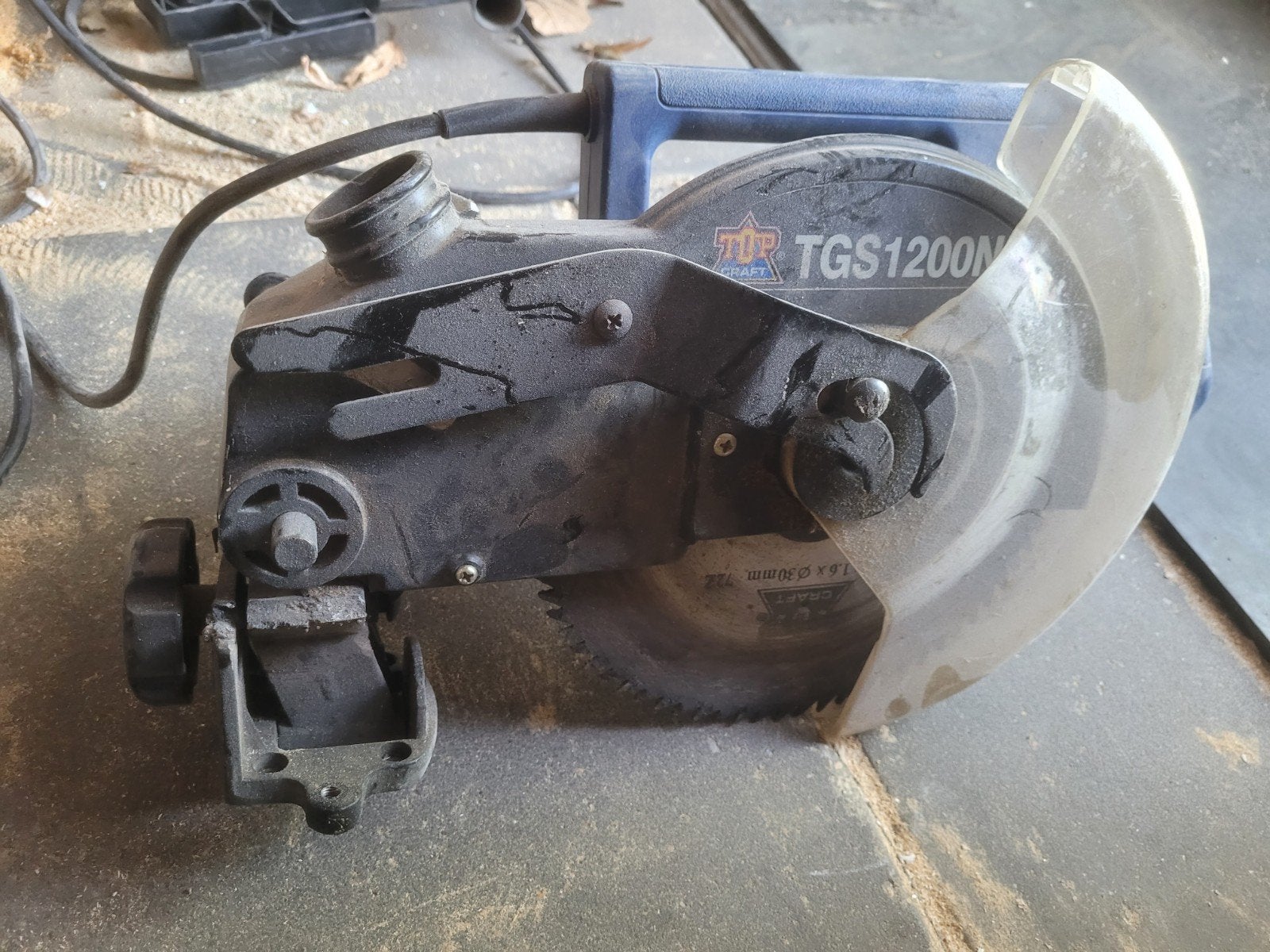 Afkortzaag zonder tafel, Doe-het-zelf en Verbouw, Gereedschap | Zaagmachines, Gebruikt, Ophalen of Verzenden, Top Craft, Afkortzaag
