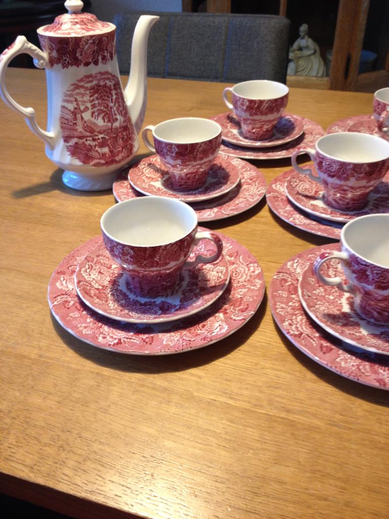 6 pers. engels antiek koffie servies, Verzenden