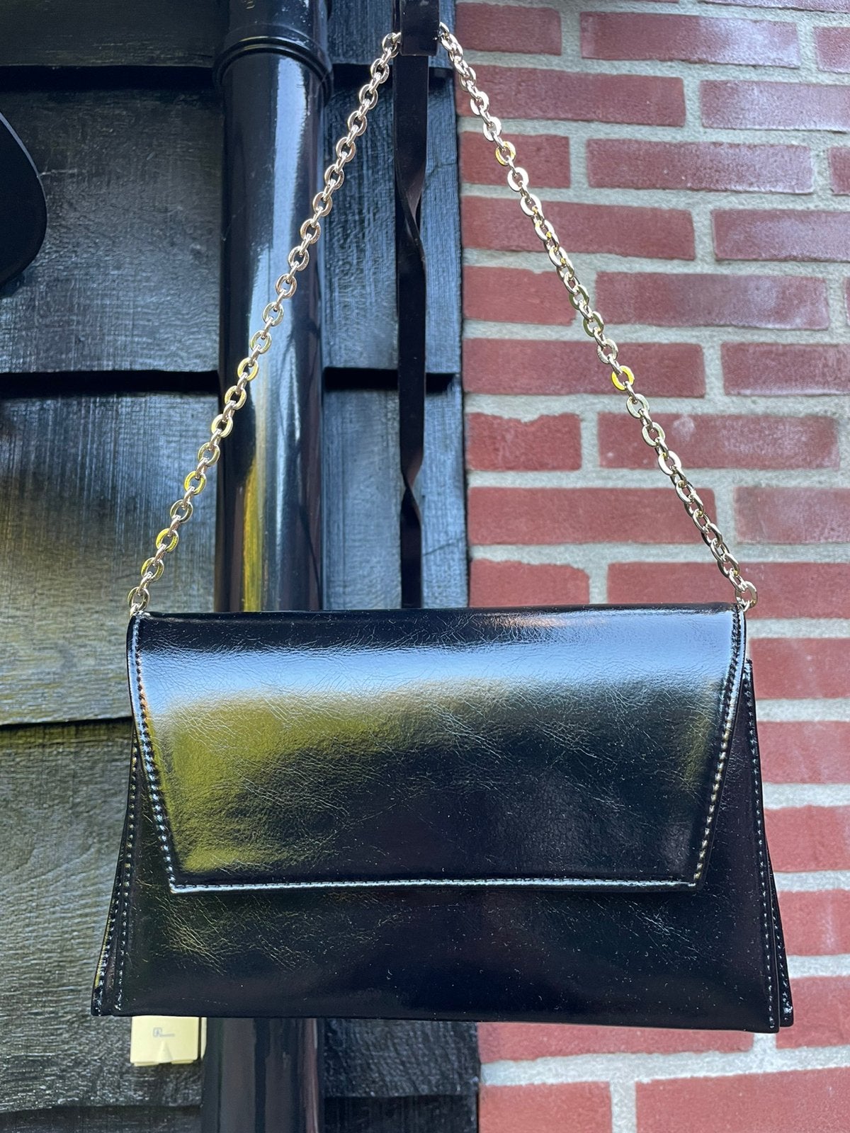 Clutch / Tasje zwart lak Zara! Nieuw!, Sieraden, Tassen en Uiterlijk, Ophalen of Verzenden, Nieuw, Zwart, Avondtasje
