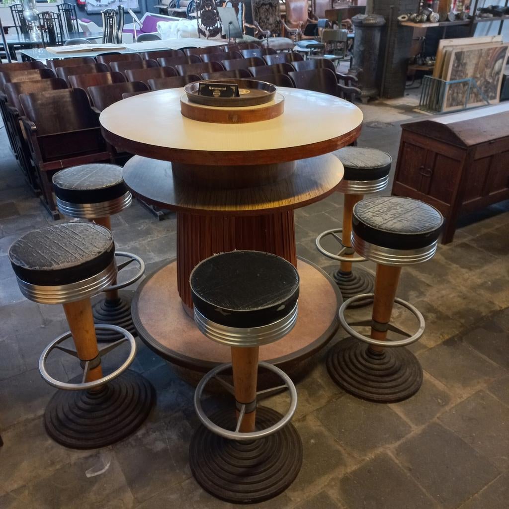 Vintage statafel met barkrukken, Antiek en Kunst, Curiosa en Brocante, Ophalen